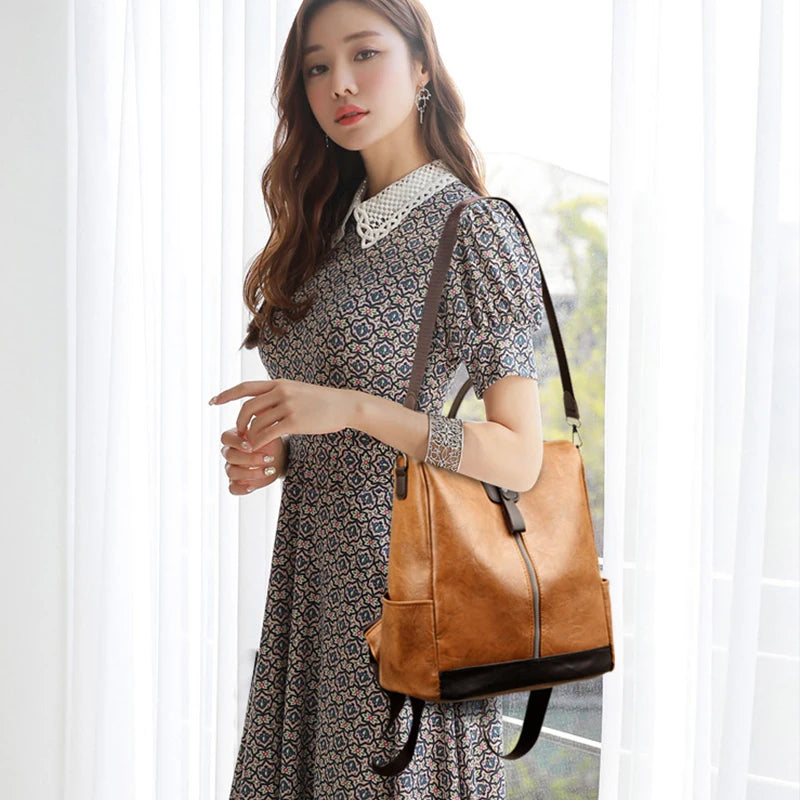 Sac à Dos Antivol Cuir PU – Élégance & Sécurité | Sélène & Co