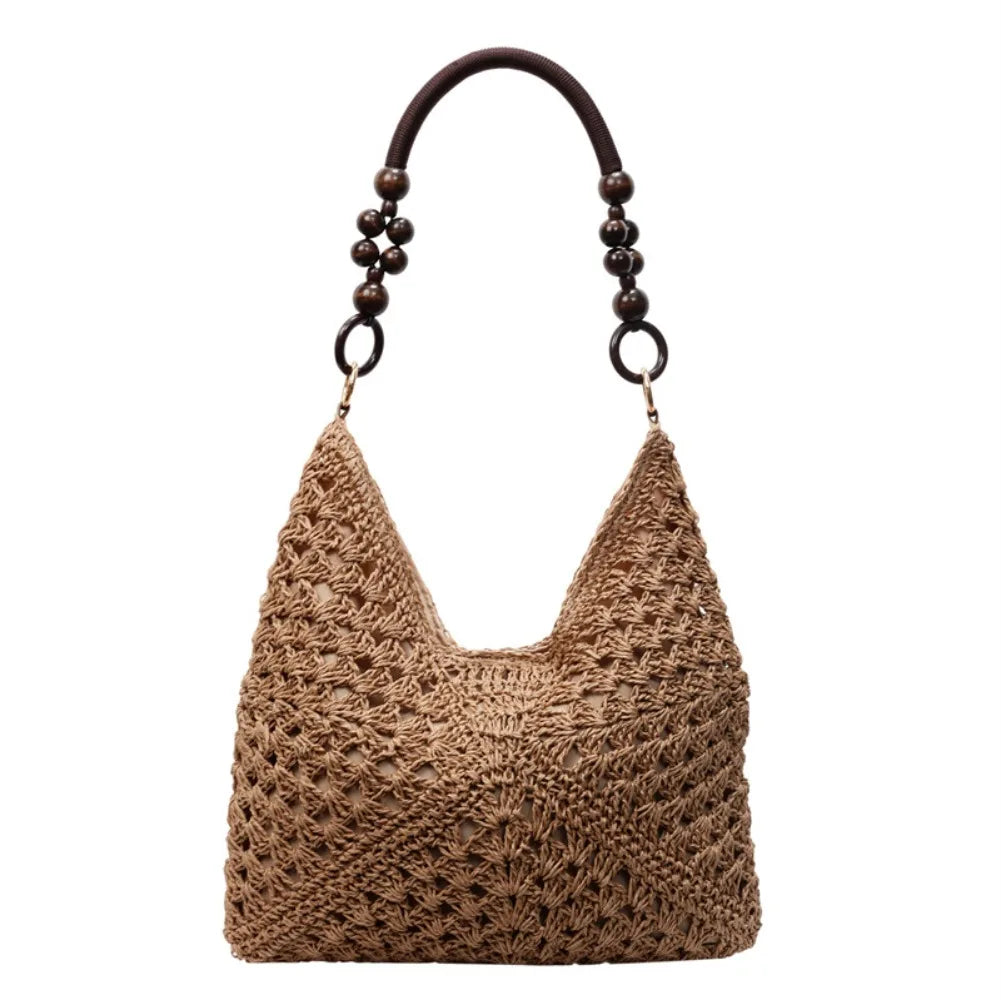 Sac Tote en Paille Ajourée – Esprit Vacances | Sélène & Co