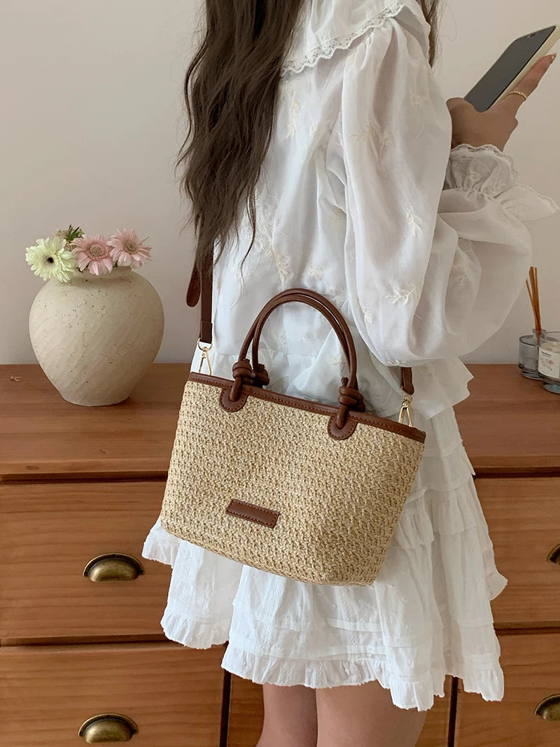 Petit Sac Cabas d'Été en Paille Tressée – Style Bohème & Chic  | Sélène & Co
