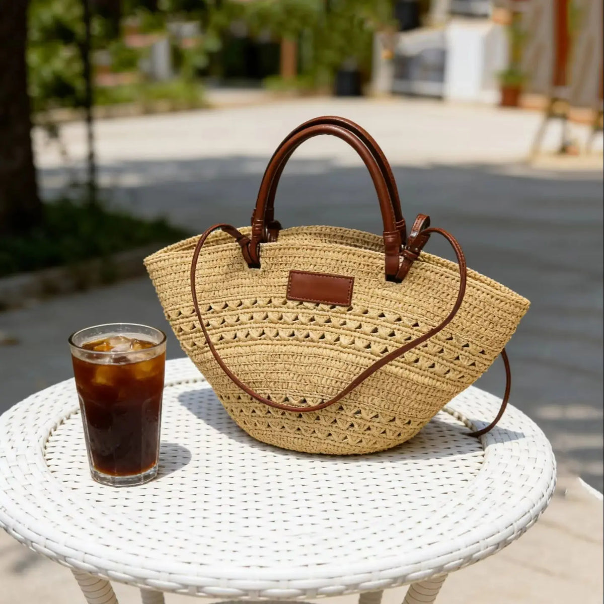Sac Cabas Paille & Cuir – Grande Capacité Bohème Chic | Sélène & Co