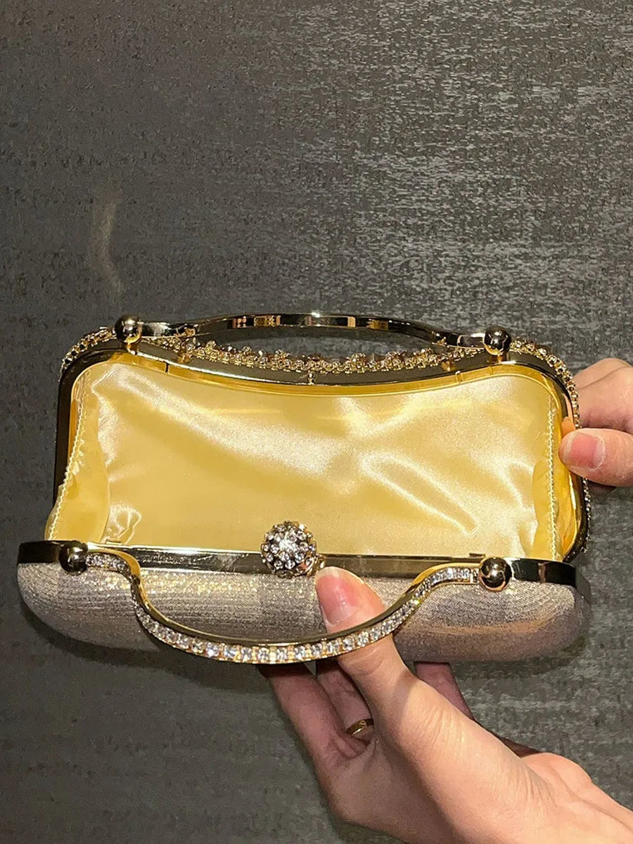 Clutch Strass & Pompon | Sac de Soirée Mariage & Cocktail Femme