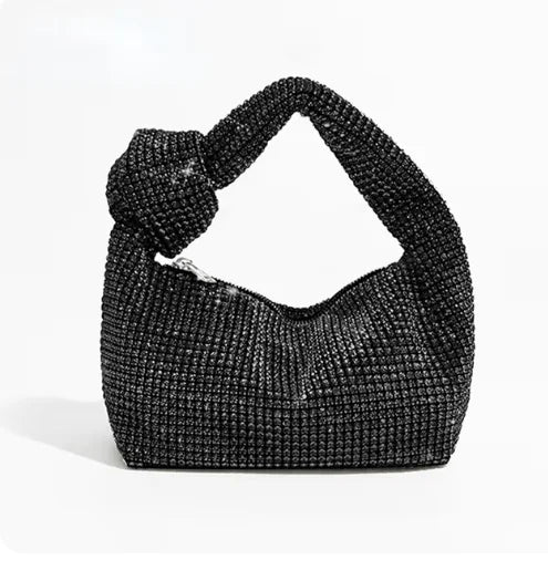 Mini Sac de Soirée Strass à Nœud – Pochette Baguette Femme