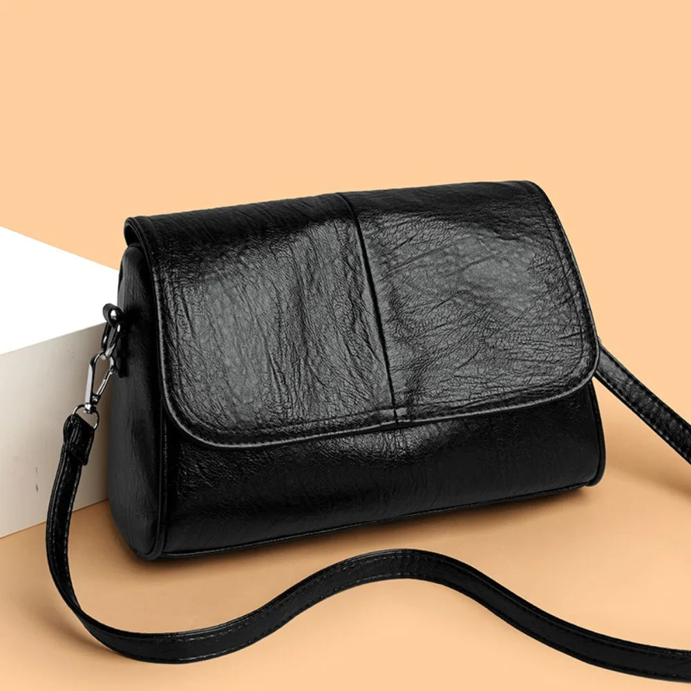 Sac Bandoulière Femme Rétro – Cuir PU Effet Ciré, Rabat Vintage, Bandoulière Ajustable