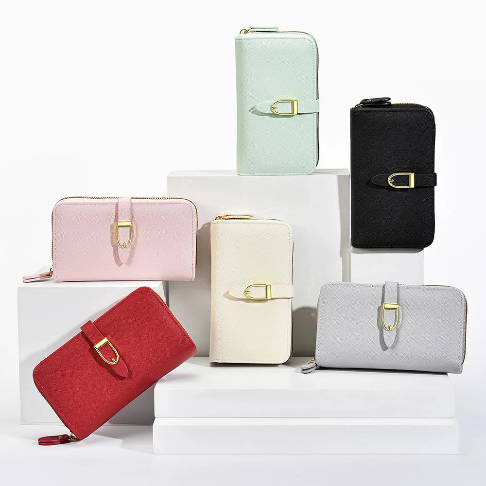 Portefeuille Long Zippé en Cuir Synthétique – Multipoches | Sélène & Co