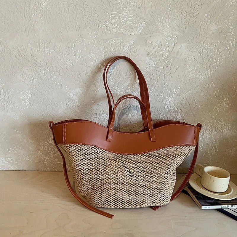 Tote Bag en Raphia Tressé – Grande Capacité & Style Balnéaire | Sélène & Co