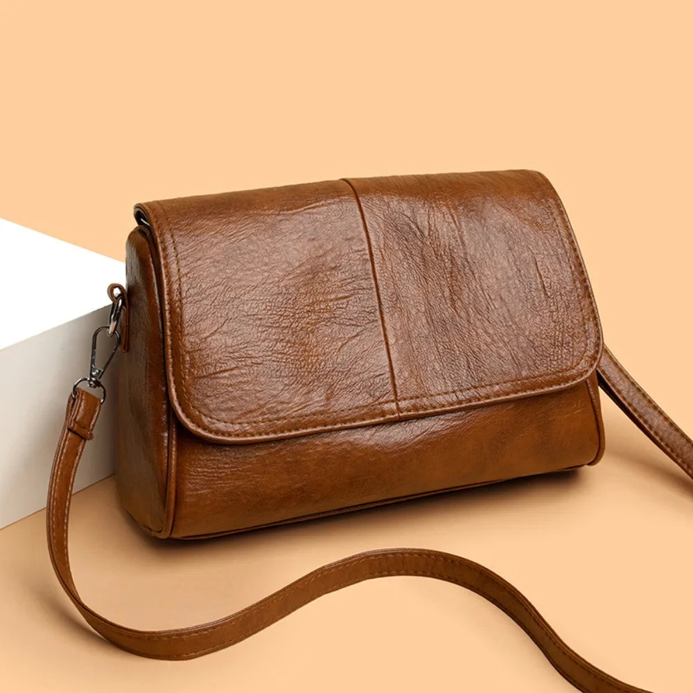 Sac Bandoulière Femme Rétro – Cuir PU Effet Ciré, Rabat Vintage, Bandoulière Ajustable