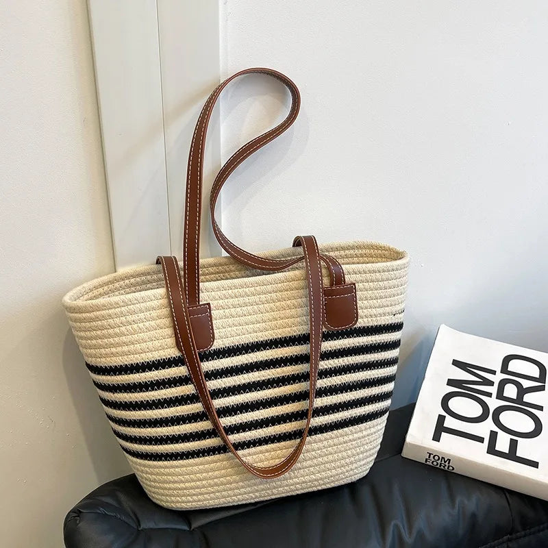 Sac Cabas Rayé Été – Élégance & Praticité | Sélène & Co
