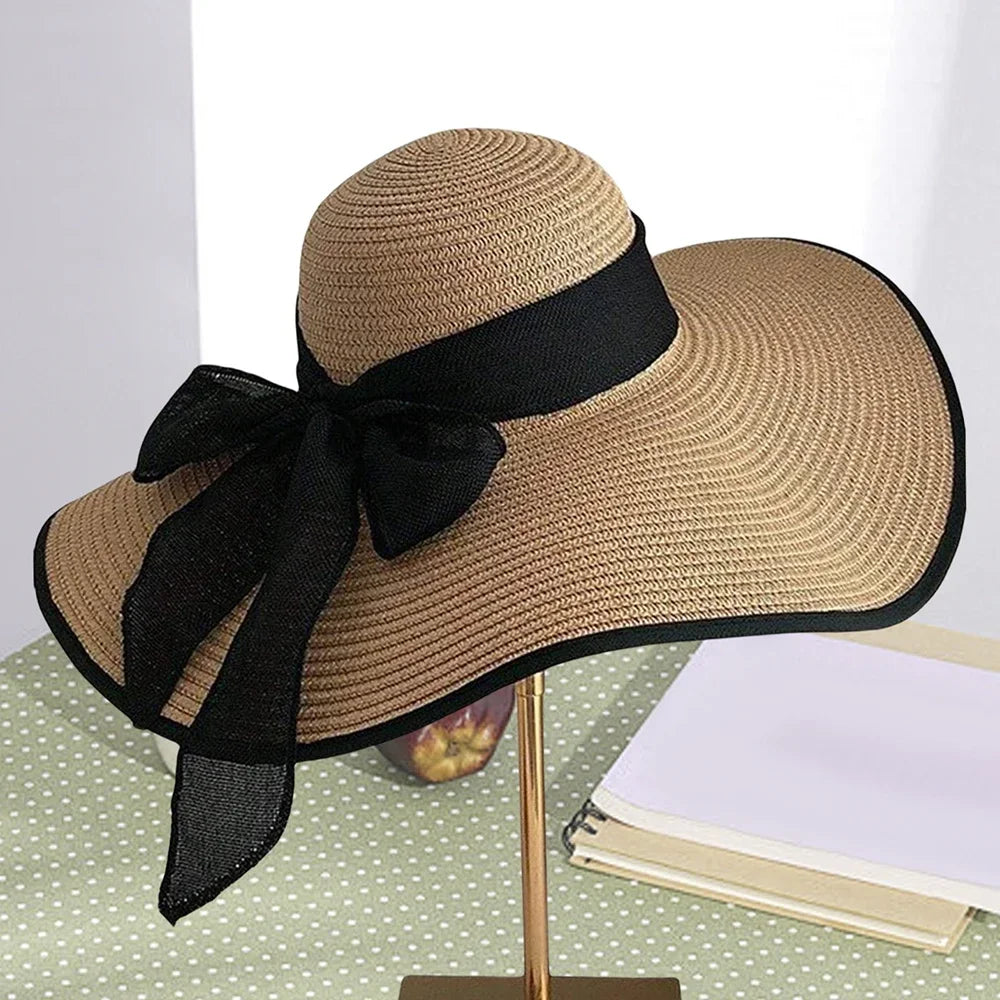 Chapeau de Plage en Paille – Grand Bord & Nœud Élégant | Sélène & Co