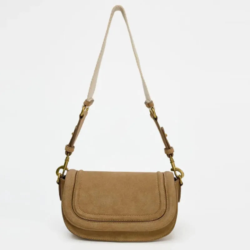 Sac Bandoulière Daim Caramel – Élégance Structurée | Sélène & Co