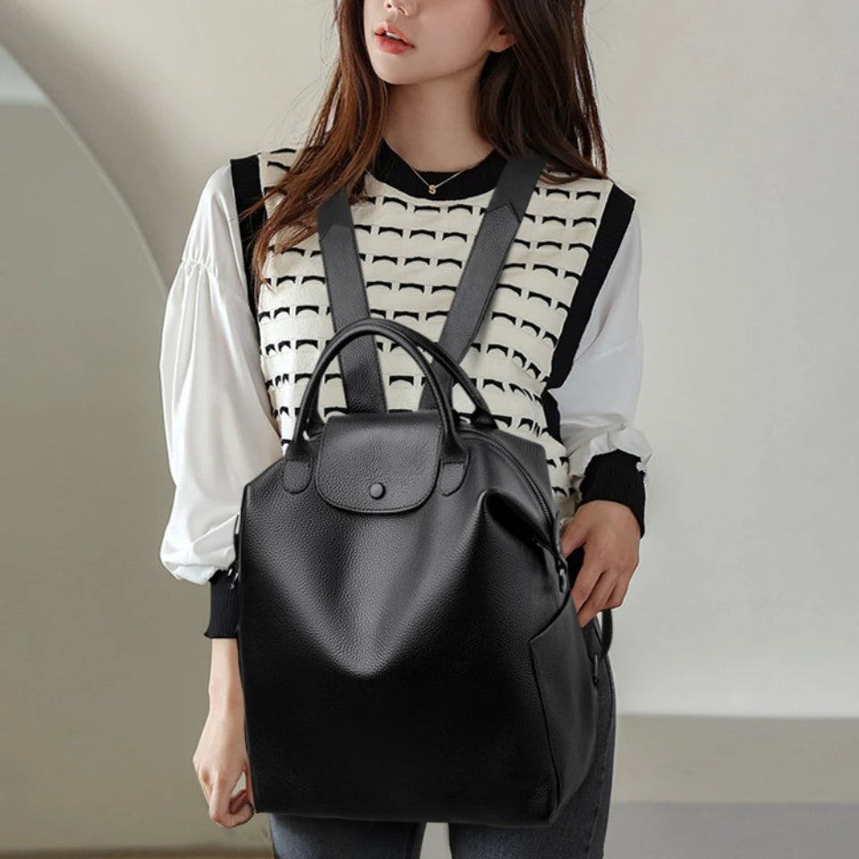 Sac à Dos Cuir Véritable Grande Capacité – Élégance & Polyvalence | Sélène & Co