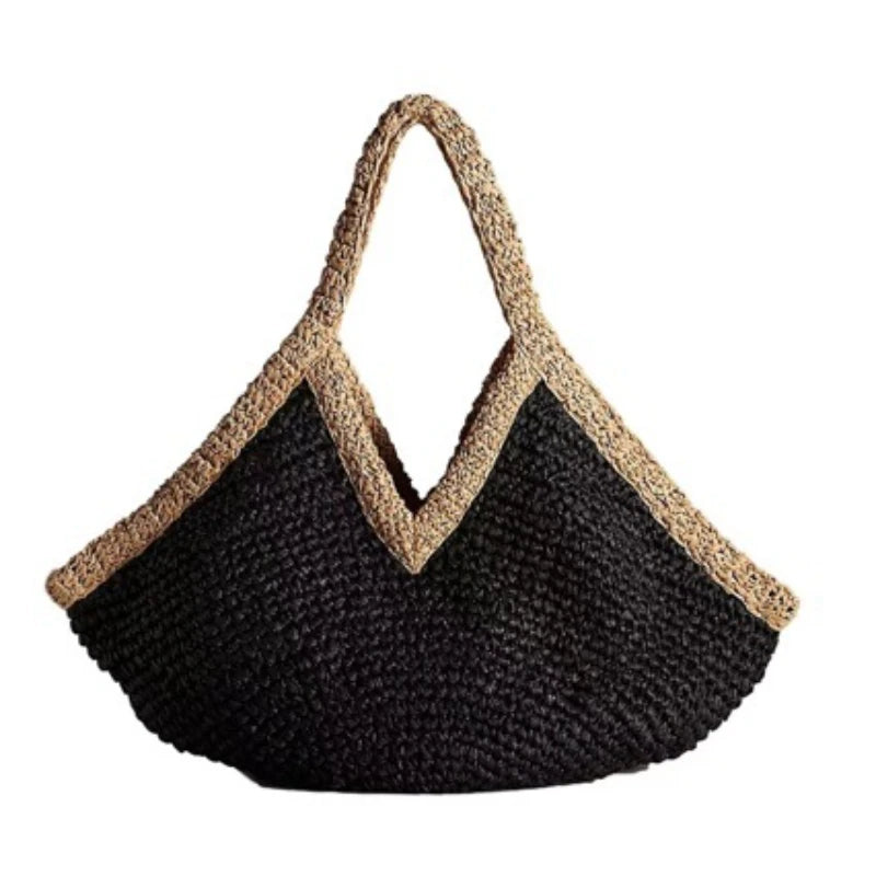 Sac de Plage en Paille Tressée – Grande Capacité | Sélène & Co