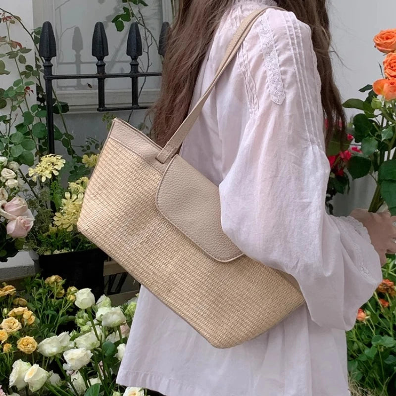 Sac Bandoulière en Paille & PU – Esprit Vacances | Sélène & Co