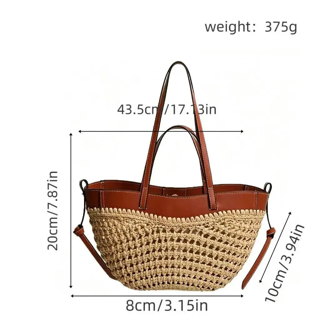 Grand Cabas Paille & Cuir – Esprit Plage & Été | Sélène & Co