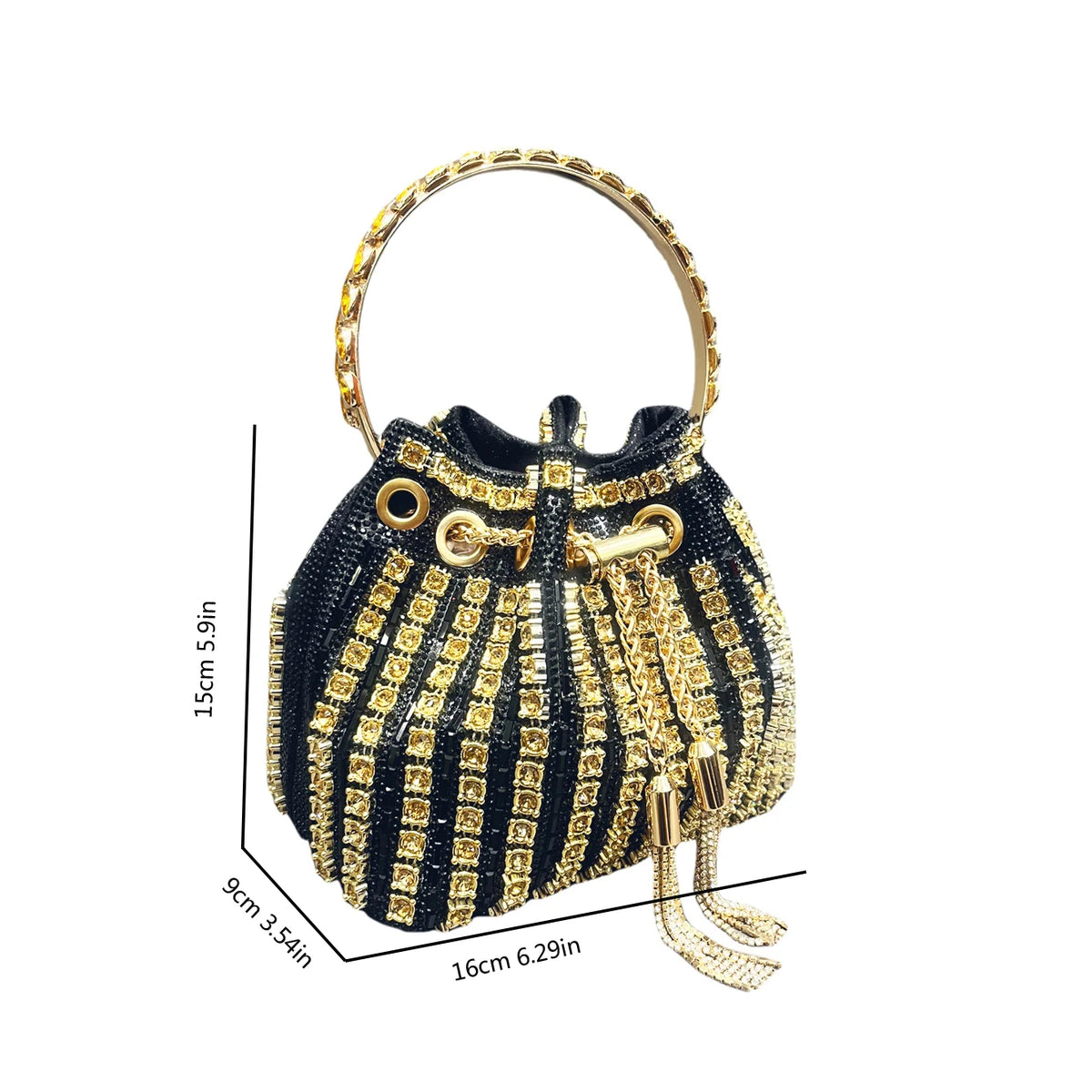 Sac de Soirée Femme Luxe – Strass & Cristaux, Pochette Bucket Bandoulière