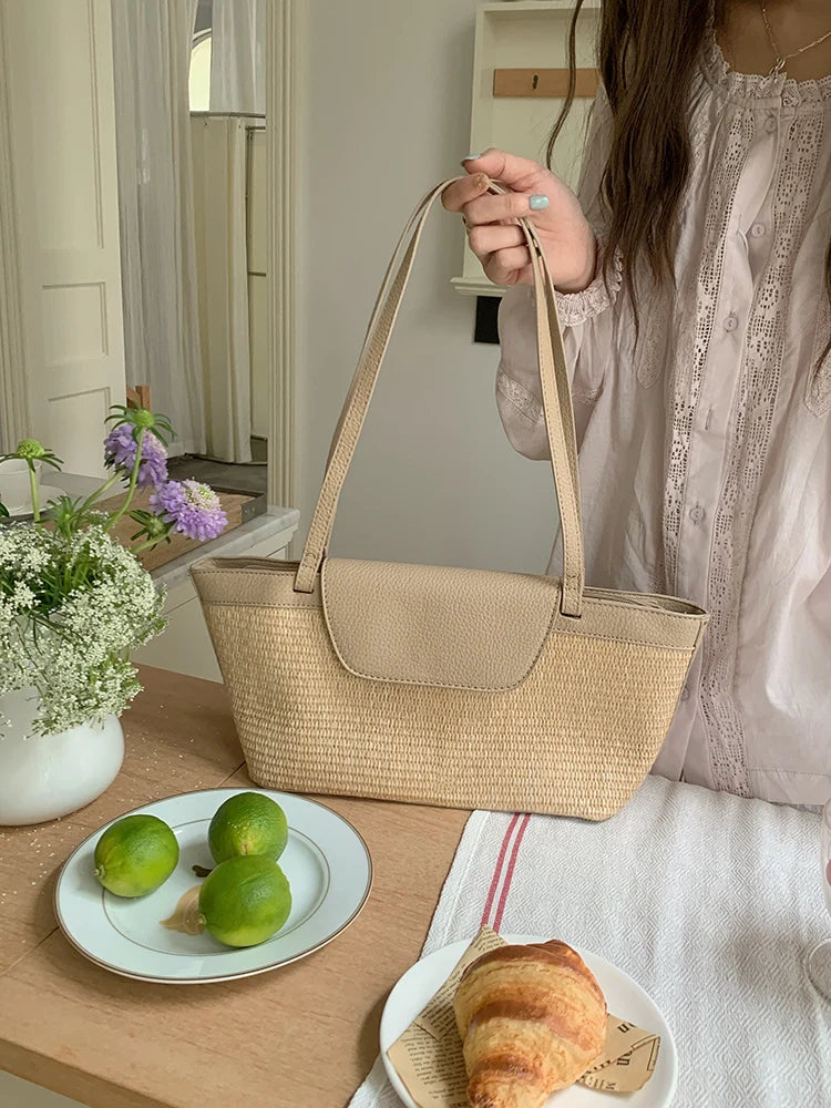 Sac Bandoulière en Paille & PU – Esprit Vacances | Sélène & Co