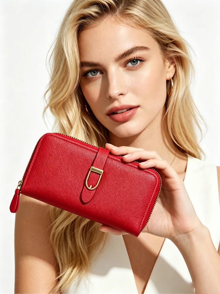 Portefeuille Long Zippé en Cuir Synthétique – Multipoches | Sélène & Co