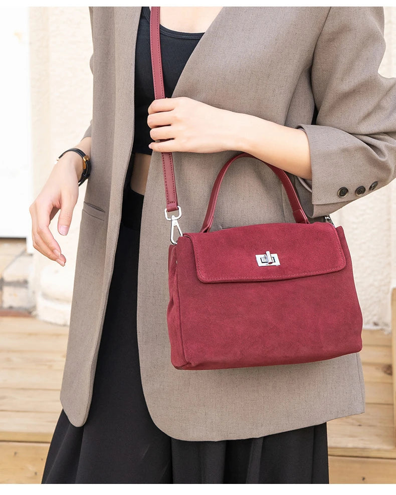 Sac à Main Rétro en Cuir & Daim – Élégance Intemporelle | Sélène & Co