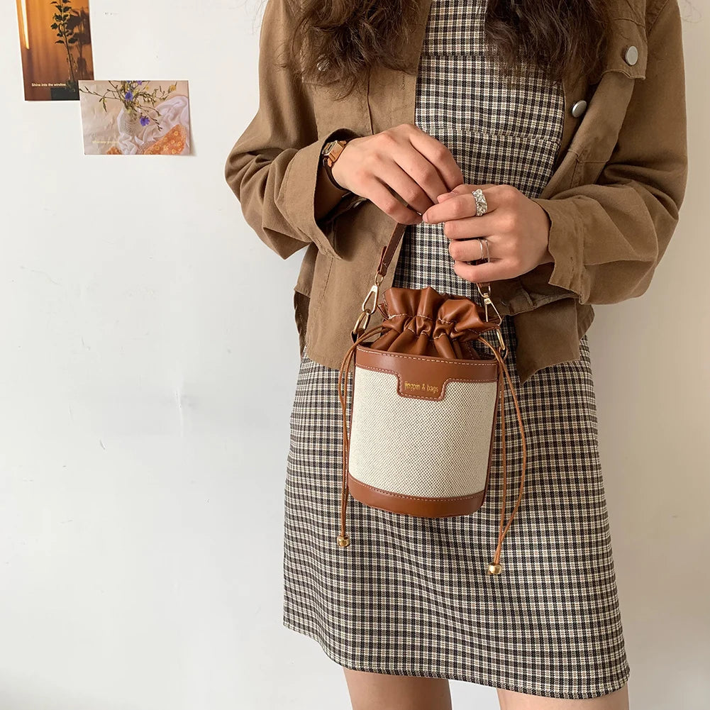 Mini Sac Seau Cylindrique Vintage – Bandoulière Cuir PU | Sélène & Co