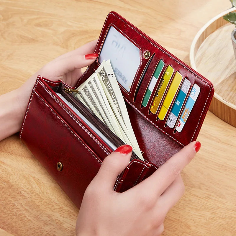 Portefeuille Long Luxe en Cuir Synthétique – Porte-Cartes & Billets | Sélène & Co