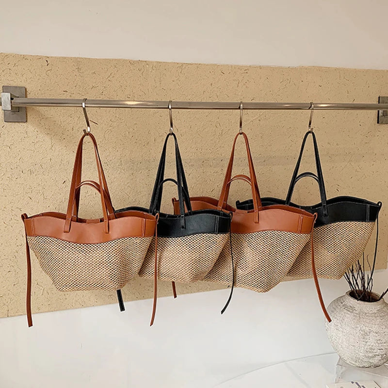 Tote Bag en Raphia Tressé – Grande Capacité & Style Balnéaire | Sélène & Co