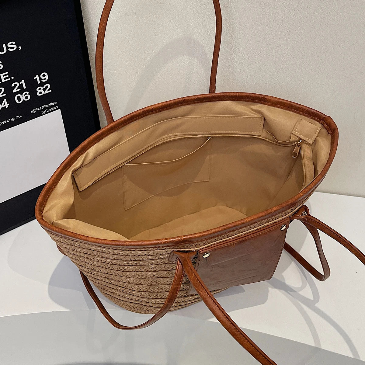 Grand Sac de Plage en Paille – Élégance Estivale | Sélène & Co