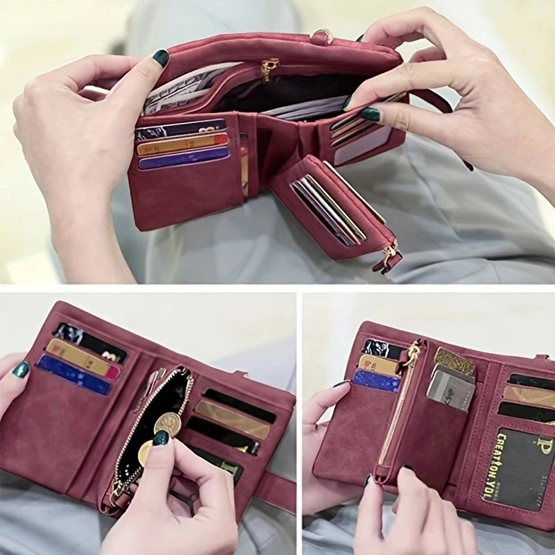 Portefeuille Court Tri-Fold Givré – Poche Monnaie Zippée | Sélène & Co
