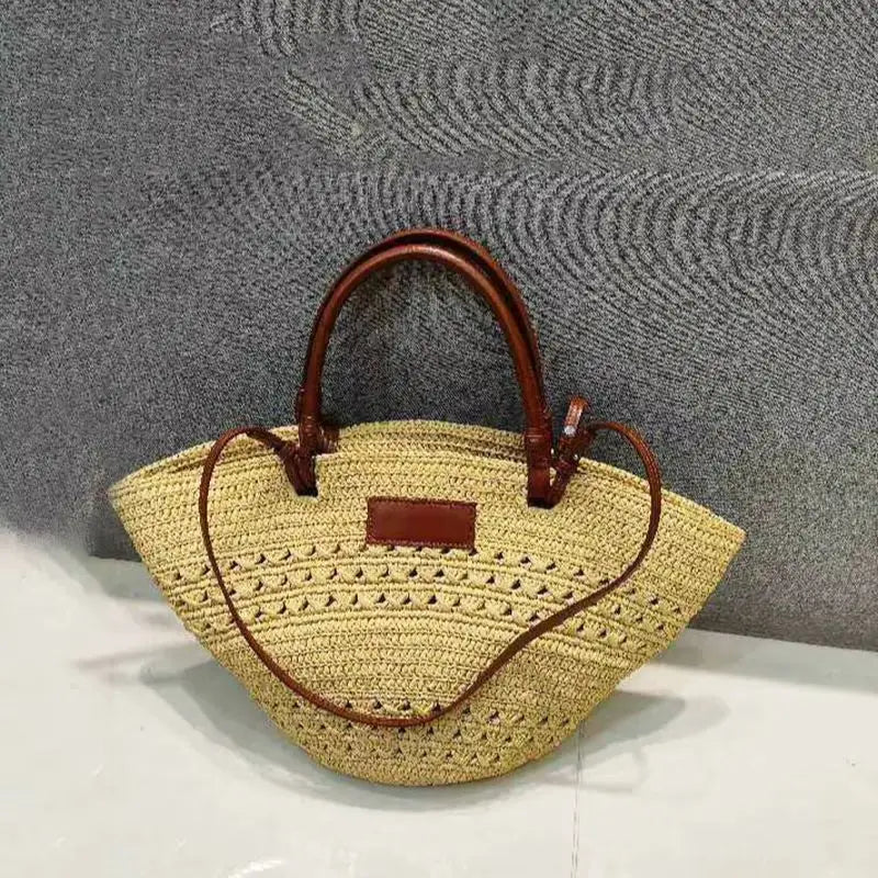Sac Cabas Paille & Cuir – Grande Capacité Bohème Chic | Sélène & Co