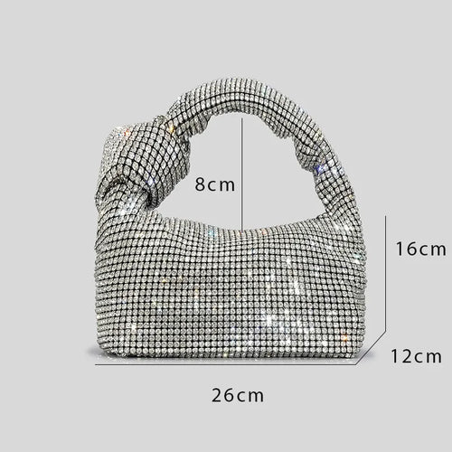 Mini Sac de Soirée Strass à Nœud – Pochette Baguette Femme