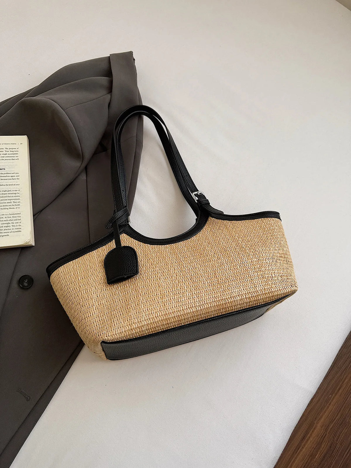 Tote Bag Seau en Paille Tressée – Grande Capacité & Style Minimaliste | Sélène & Co