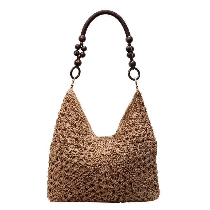 Sac Tote en Paille Ajourée – Esprit Vacances | Sélène & Co