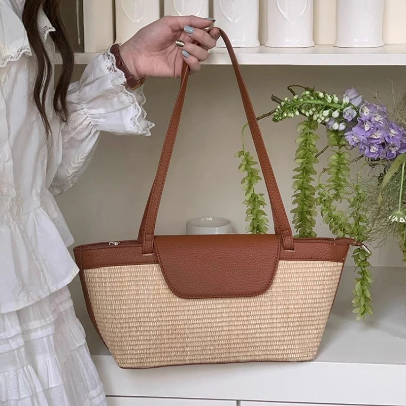 Sac Bandoulière en Paille & PU – Esprit Vacances | Sélène & Co