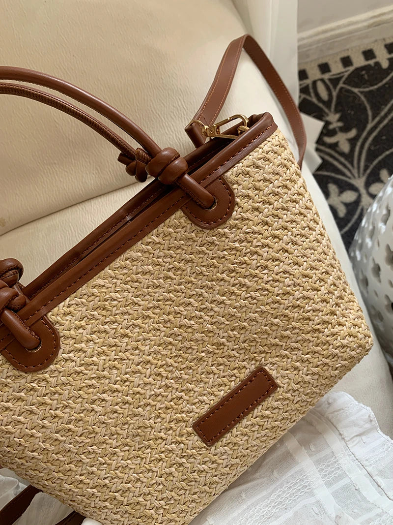 Petit Sac Cabas d'Été en Paille Tressée – Style Bohème & Chic  | Sélène & Co