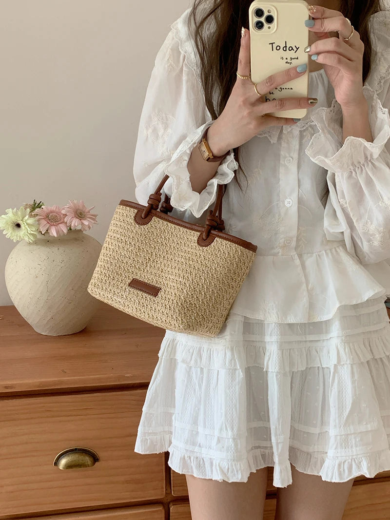 Petit Sac Cabas d'Été en Paille Tressée – Style Bohème & Chic  | Sélène & Co