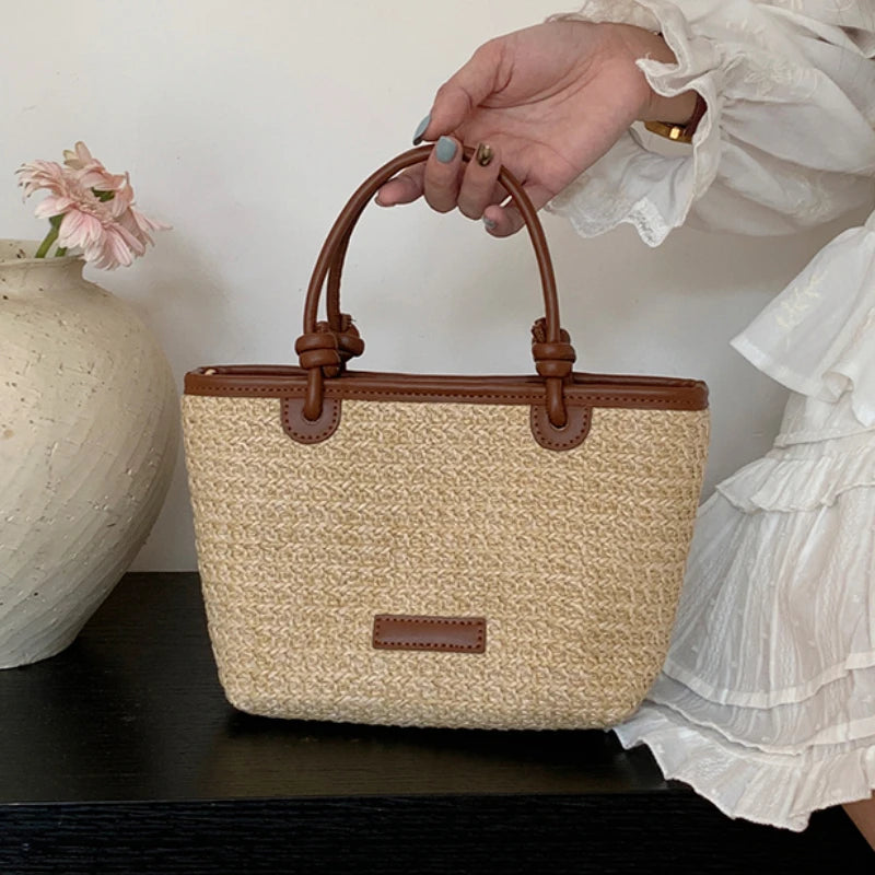 Petit Sac Cabas d'Été en Paille Tressée – Style Bohème & Chic  | Sélène & Co