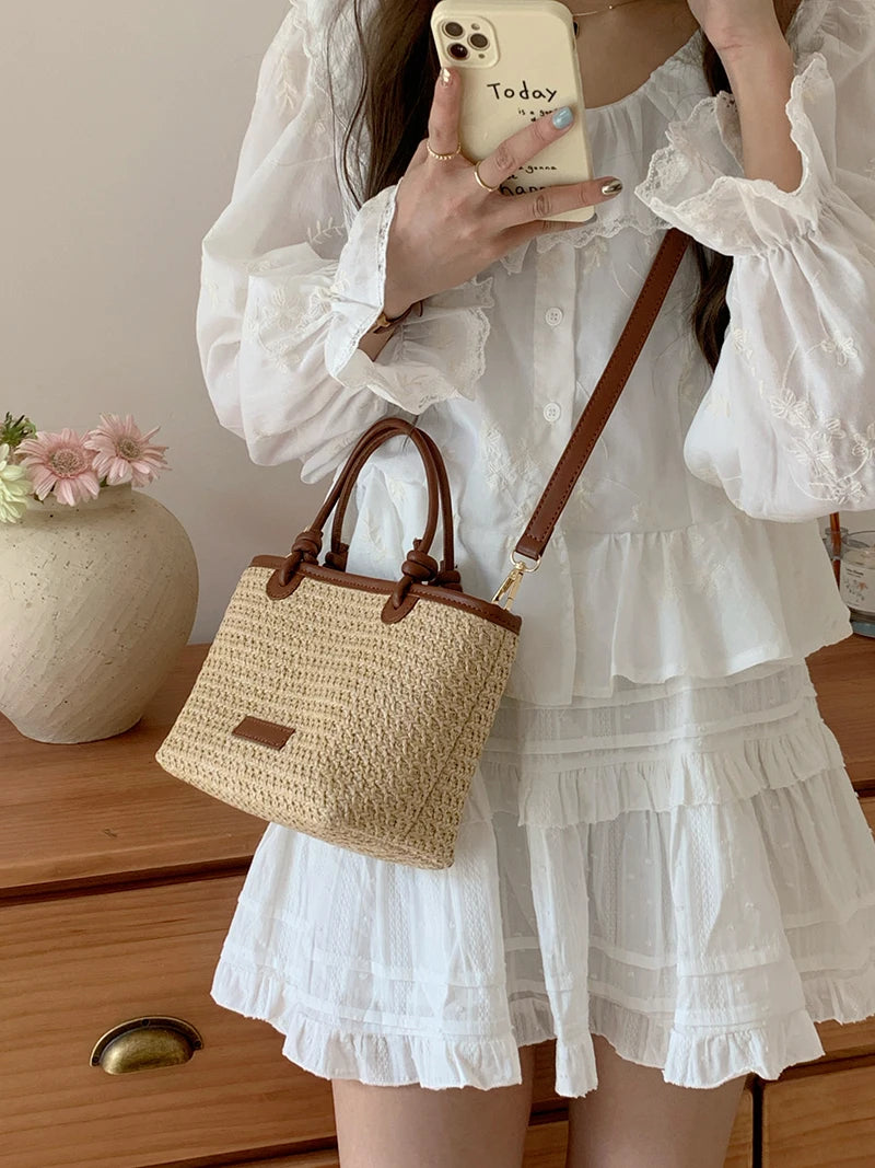 Petit Sac Cabas d'Été en Paille Tressée – Style Bohème & Chic  | Sélène & Co
