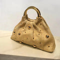 Sac Pochette Bohème Perles & Paille – Poignées Circulaires | Sélène & Co