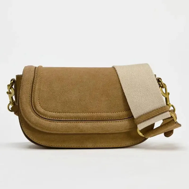 Sac Bandoulière Daim Caramel – Élégance Structurée | Sélène & Co