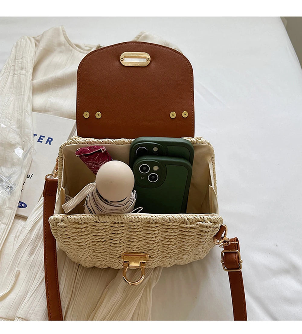 Sac Trapèze en Paille Tressée – Élégance Estivale & Verrou Nez de Bœuf | Sélène & Co