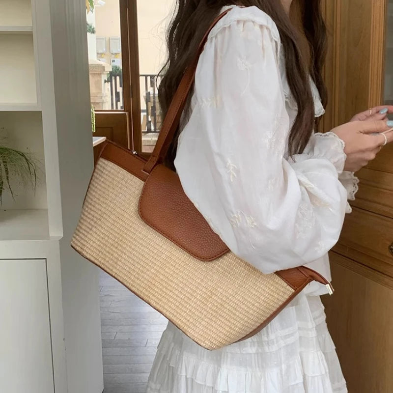 Sac Bandoulière en Paille & PU – Esprit Vacances | Sélène & Co
