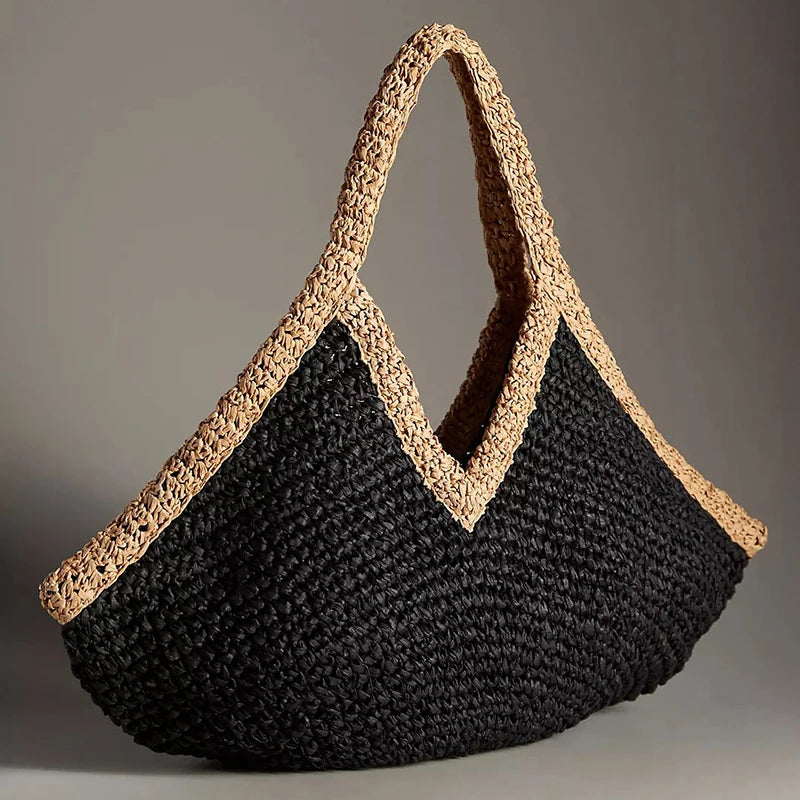 Sac de Plage en Paille Tressée – Grande Capacité | Sélène & Co