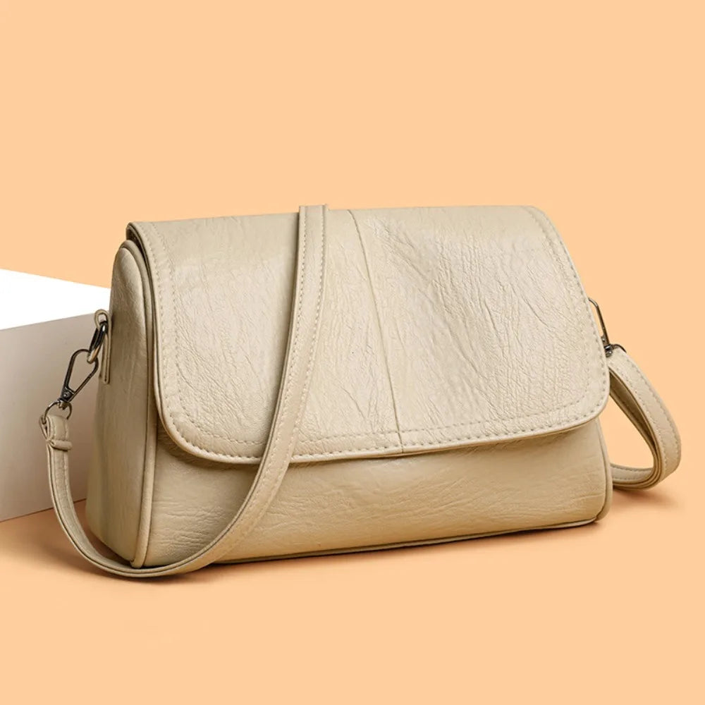 Sac Bandoulière Femme Rétro – Cuir PU Effet Ciré, Rabat Vintage, Bandoulière Ajustable