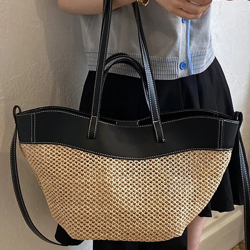 Tote Bag en Raphia Tressé – Grande Capacité & Style Balnéaire | Sélène & Co