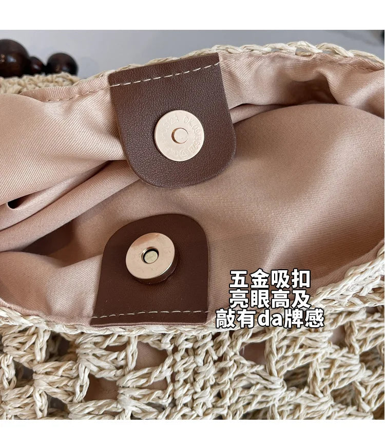Sac Tote en Paille Ajourée – Esprit Vacances | Sélène & Co