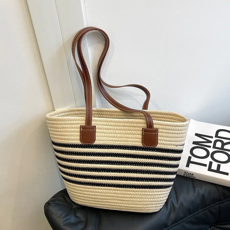 Sac Cabas Rayé Été – Élégance & Praticité | Sélène & Co