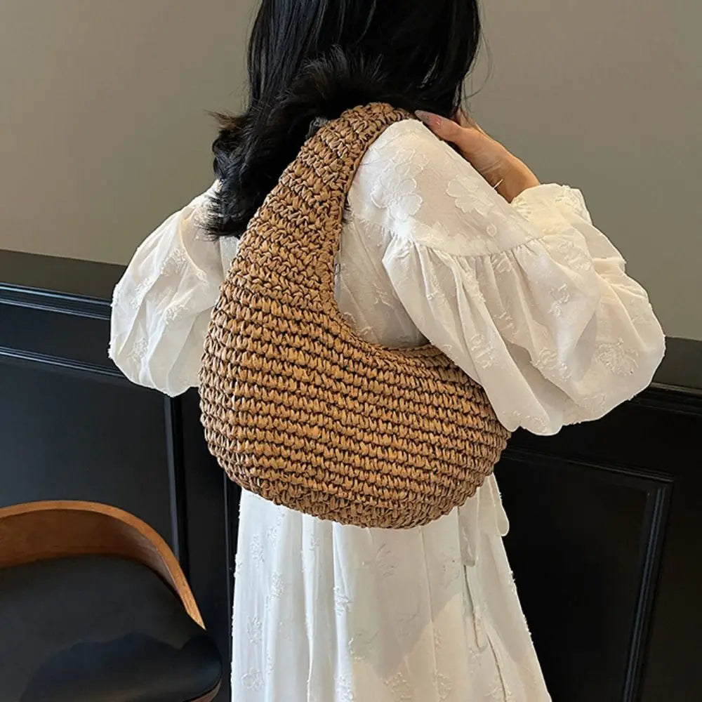 Sac de Plage Tressé Demi-Lune | Sélène & Co
