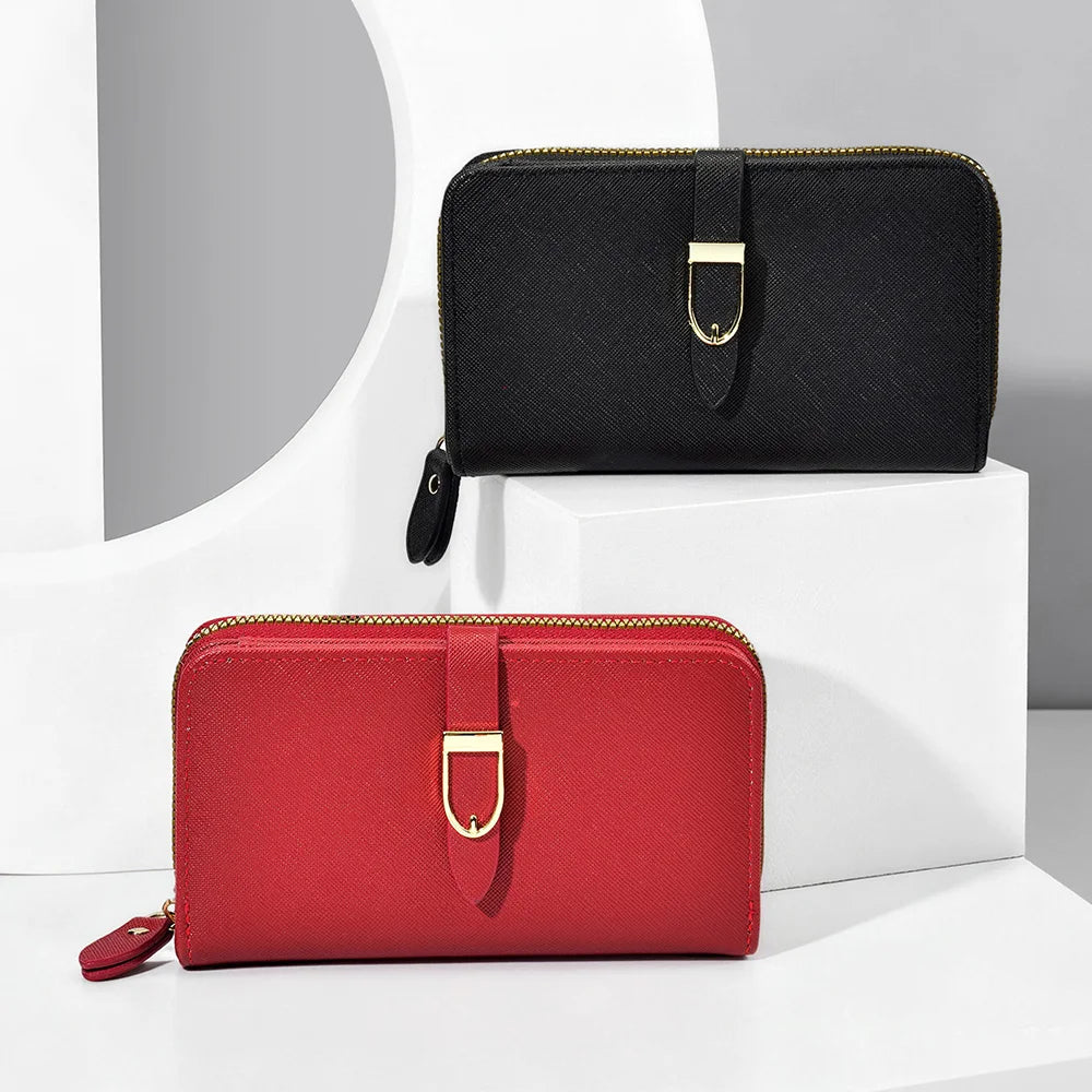Portefeuille Long Zippé en Cuir Synthétique – Multipoches | Sélène & Co
