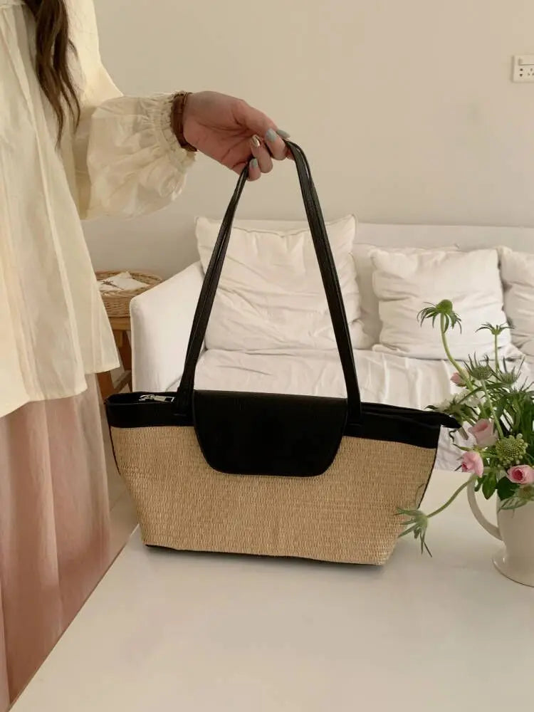 Sac Bandoulière en Paille & PU – Esprit Vacances | Sélène & Co