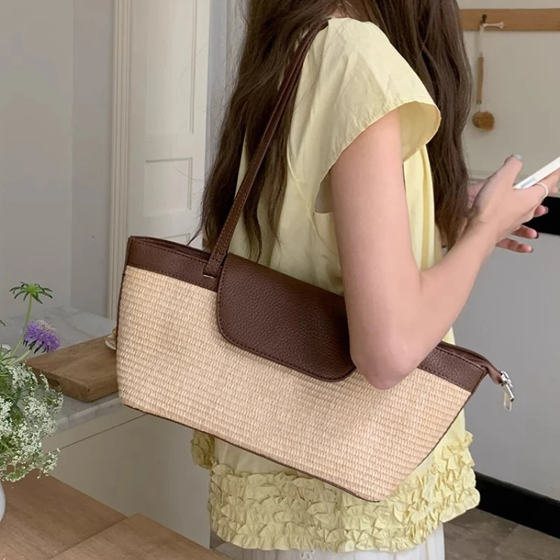 Sac Bandoulière en Paille & PU – Esprit Vacances | Sélène & Co