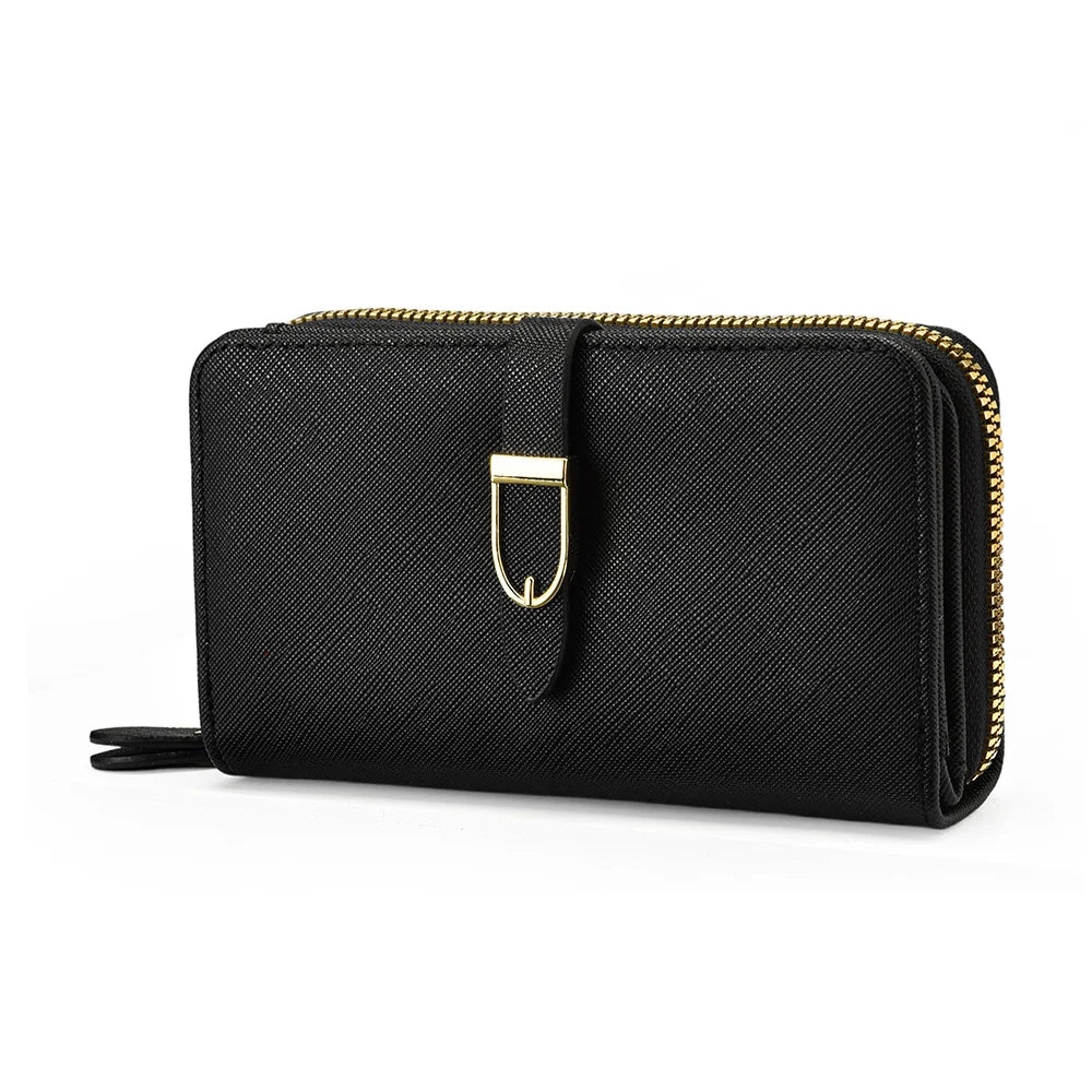 Portefeuille Long Zippé en Cuir Synthétique – Multipoches | Sélène & Co