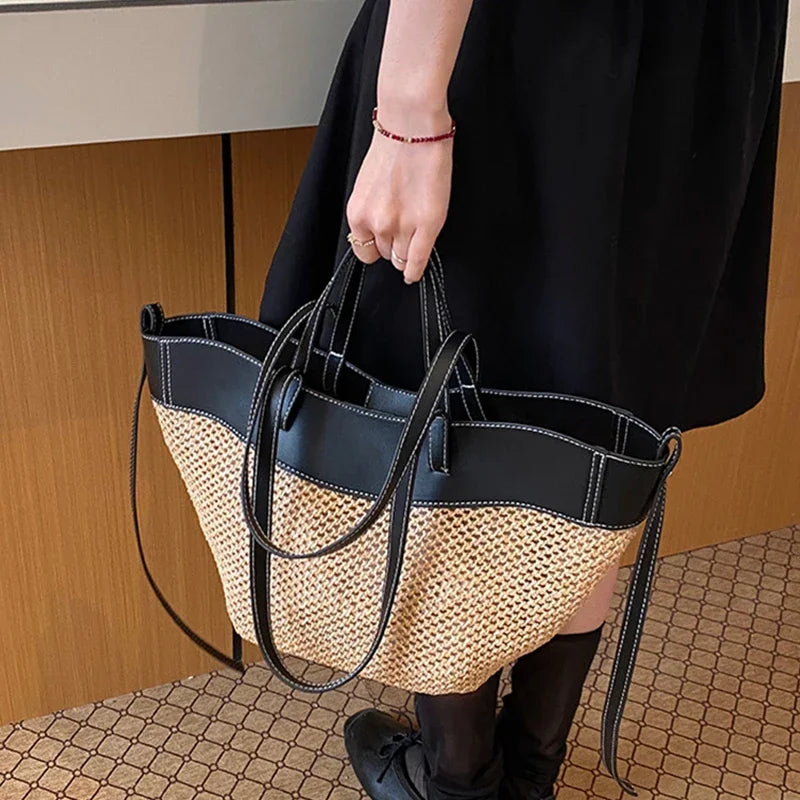 Tote Bag en Raphia Tressé – Grande Capacité & Style Balnéaire | Sélène & Co